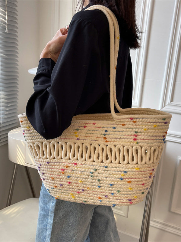Contrast Color Hollow Polka-Dot Handbags