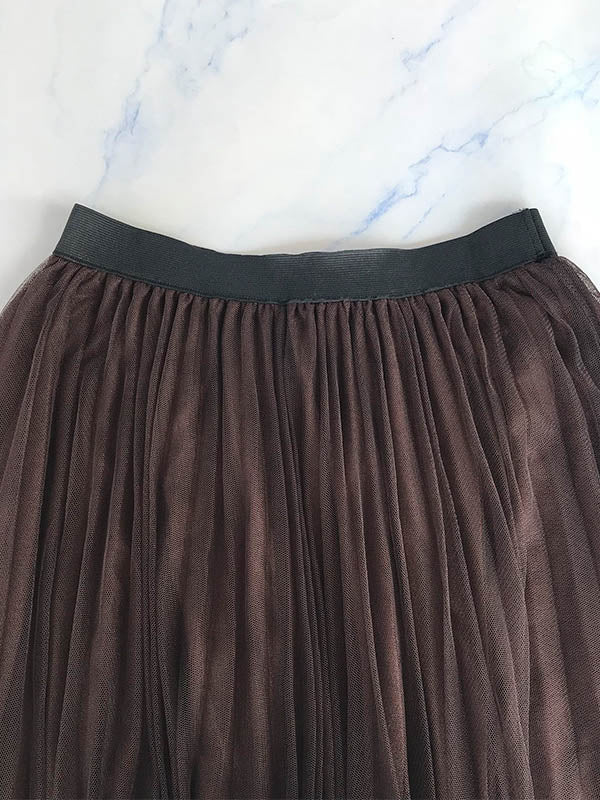 Elastics Waist Gauze Hemline Skirt