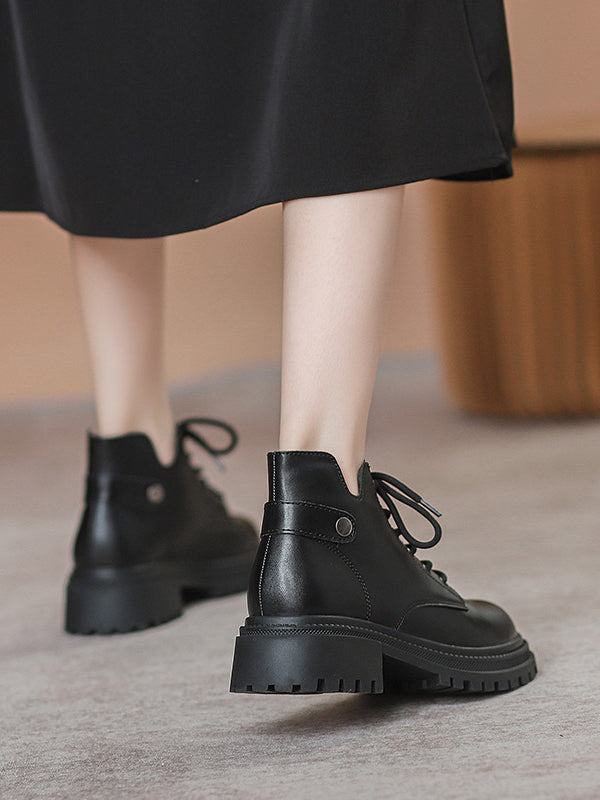 Lace-Up Rivet Round-Toe Split-Joint Dr. Martens Boots Boots