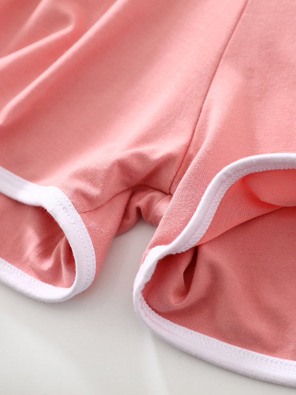 Solid Color Sleeveless Loose Vest Top + Elasticity Pleated Shorts Bottom Pajama Sets