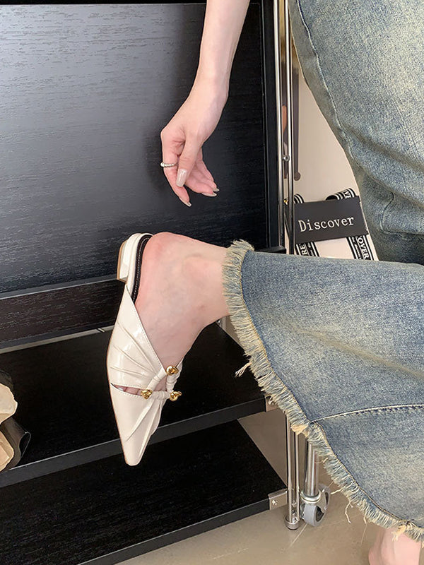 Hollow Pointed-Toe Split-Joint Slippers&Mules Sandals