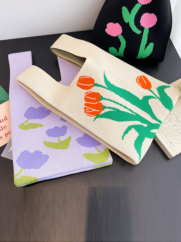 Floral Printed Woven Handbag Bags Accessories