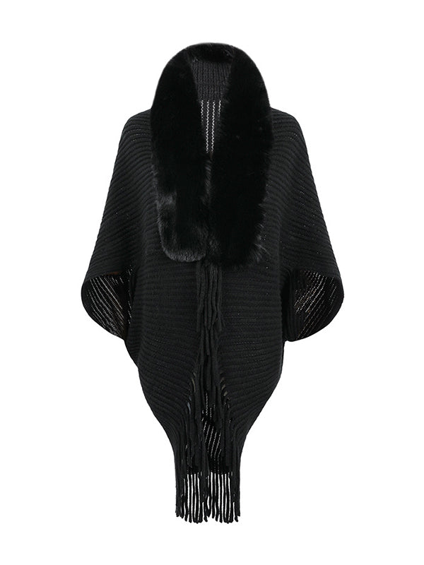 Solid Color Tasseled Batwing Sleeves Loose Cardigan Coats