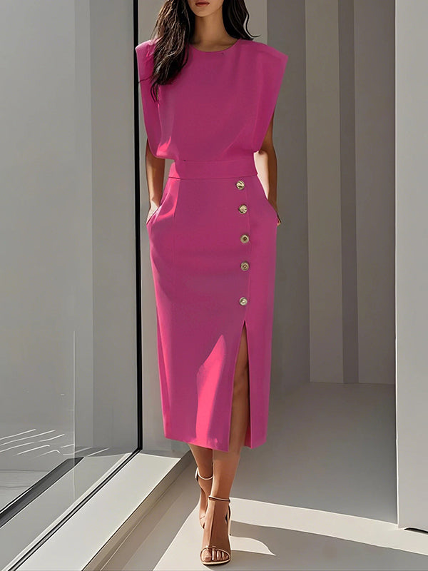 High Waisted Loose Split-Front Split-Joint Skirts