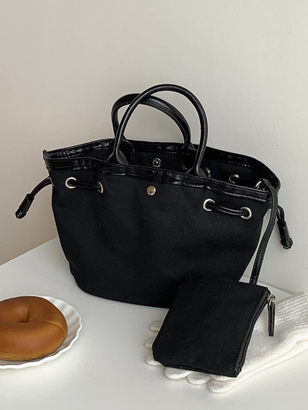 Drawstring Split-Joint Tote Bags Handbags