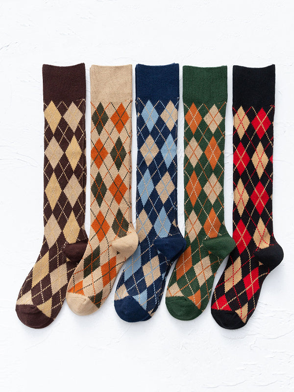 Leisure Skinny Checkered Socks Accessories