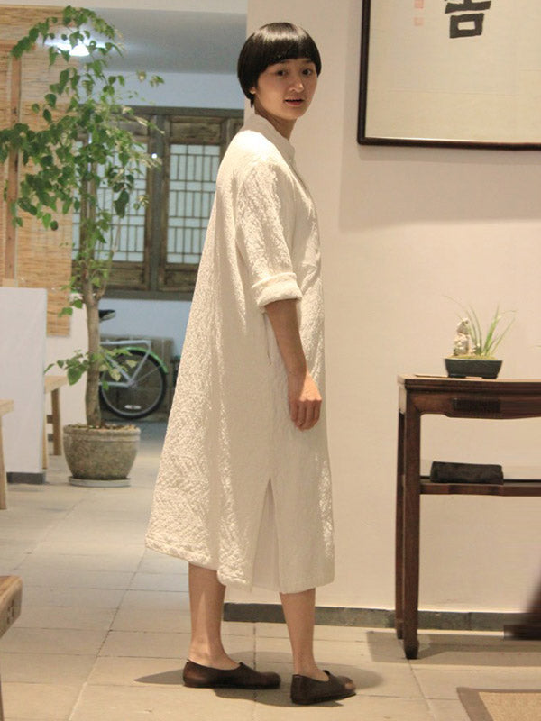 Vintage Jacquard Split-Side Midi Dress Long Cheongsam