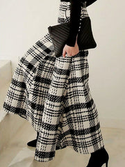 Urban Wide Leg Loose Plaid Mid Waist Pants