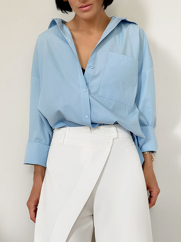Asymmetric Solid Color Split-Joint Loose Straight Leg Trousers Suit Pants
