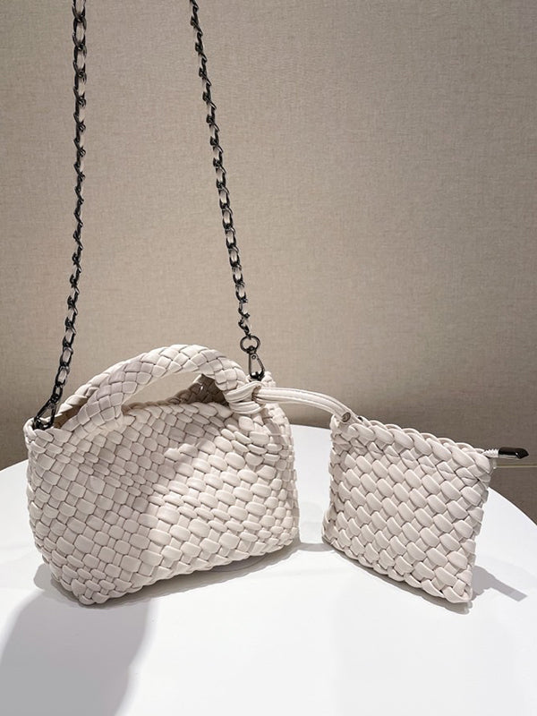 Solid Color Woven Handbags Bags