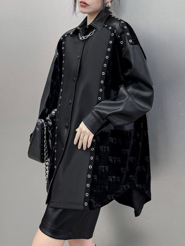 Buttoned Split-Joint High-Low Long Sleeves Lapel Blouses&Shirts Tops