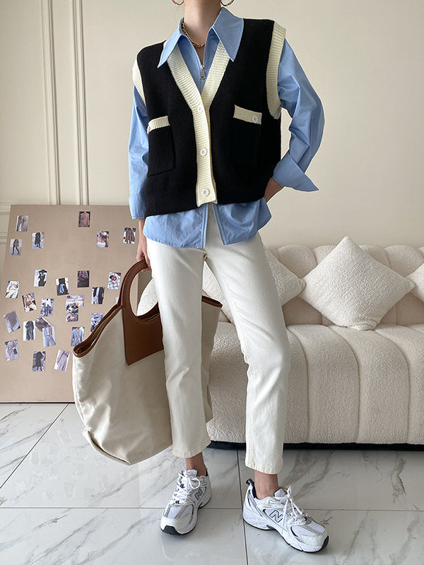 Long Sleeves Solid Color Zipper Lapel Collar Blouses