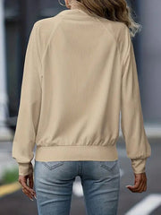 Solid Color Zipper Long Sleeves Loose Lapel Outerwear