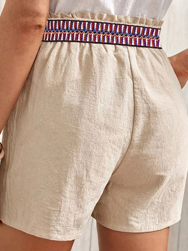 Split-Joint Tied Waist High Waisted Loose Shorts