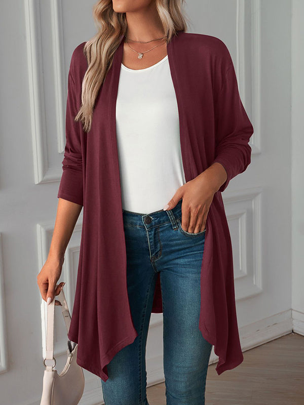 Solid Color Long Sleeves Loose Statement Collar Outerwear