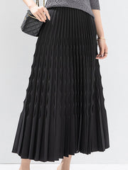 Elasticity Pleated Solid Color Loose Skirts