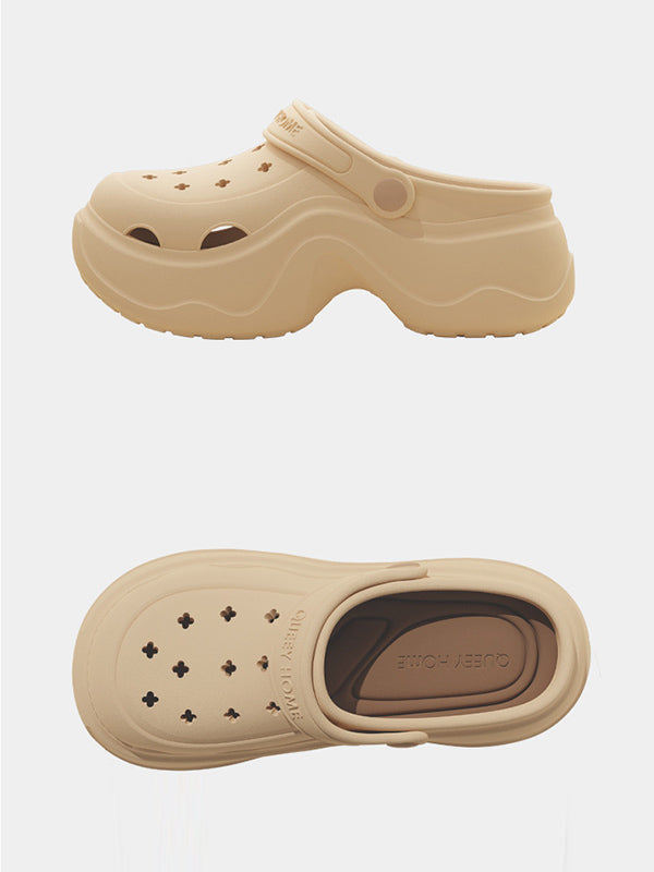 Hollow Round Cut Sandals Platform Shoes Crocs