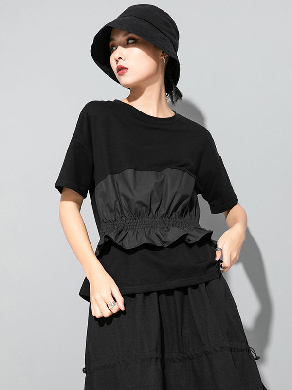 Original Falbala Split-Joint T-Shirts Tops