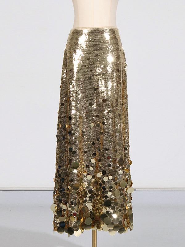 Sequined Shiny A-Line High Waisted Skirts Bottoms