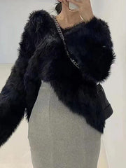 Original Creation Long Sleeves Loose Solid Color V-Neck Sweater Tops