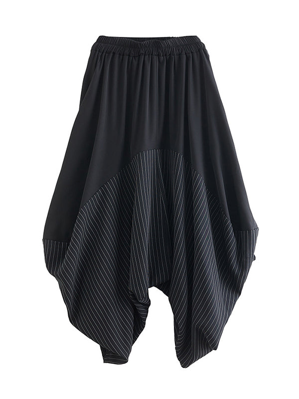 Split-Joint Striped Harem Pants Irregular clipping Casual Pants Bottoms
