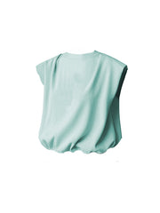 Elasticity Shoulder Pad Solid Color Tied Loose Sleeveless V-Neck Vest Top
