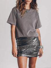 Elastics Pleated Shiny Bodycon Skinny Skirts