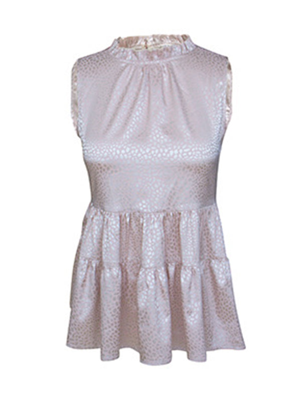Casual Sleeveless Falbala Round-Neck Vest Top