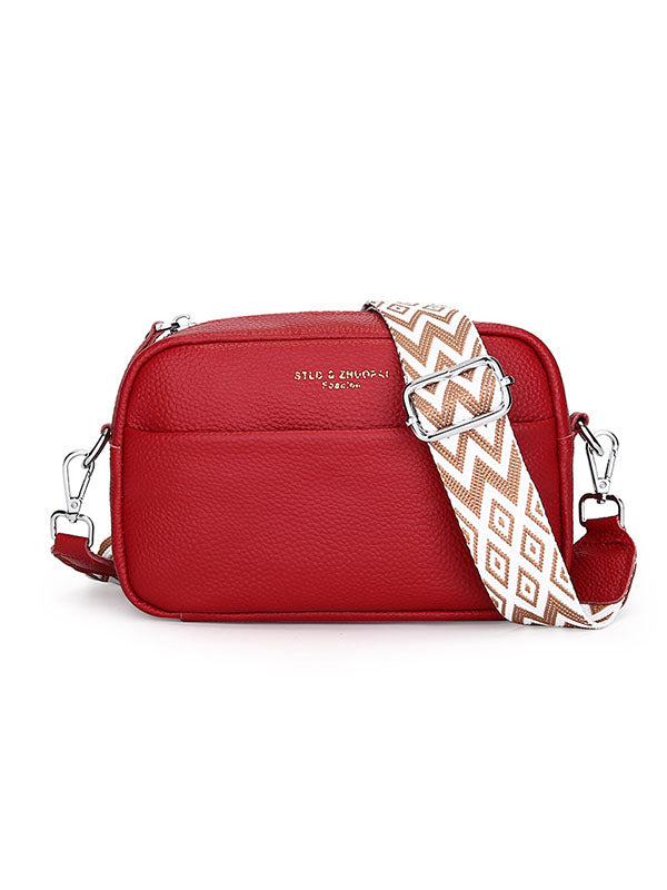 Letter Print Printed Solid Color Zipper Crossbody Bags