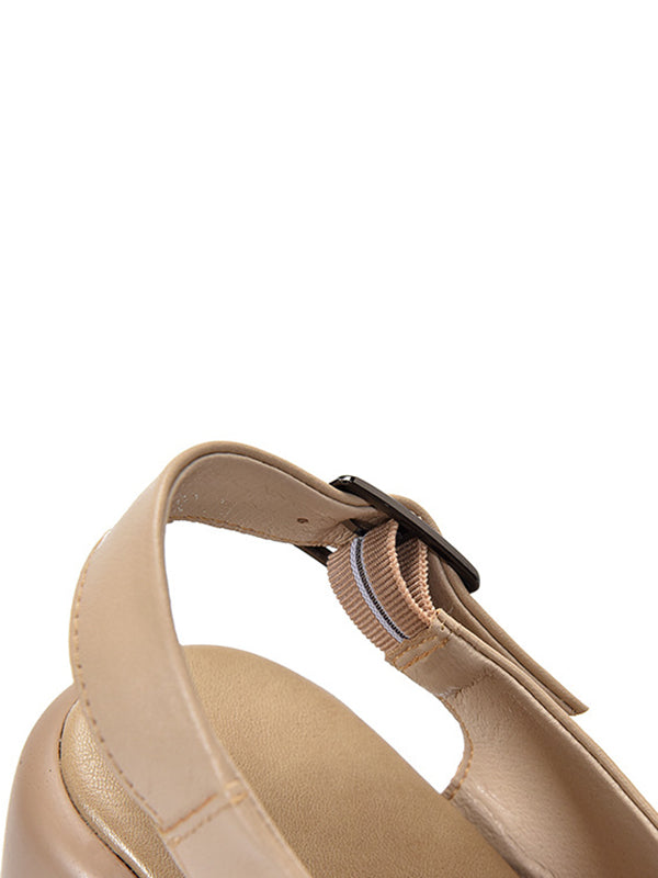 Hollow Open Toe Solid Color Block Heel Sandals