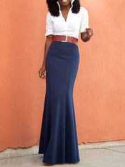 Solid Color Bodycon High Waisted Skirts Bottoms
