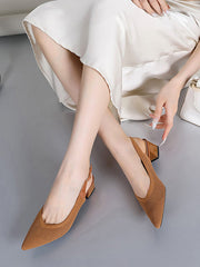 Belt Buckle Hollow Pointed-Toe Split-Joint Slider Sandals Pumps Sandals