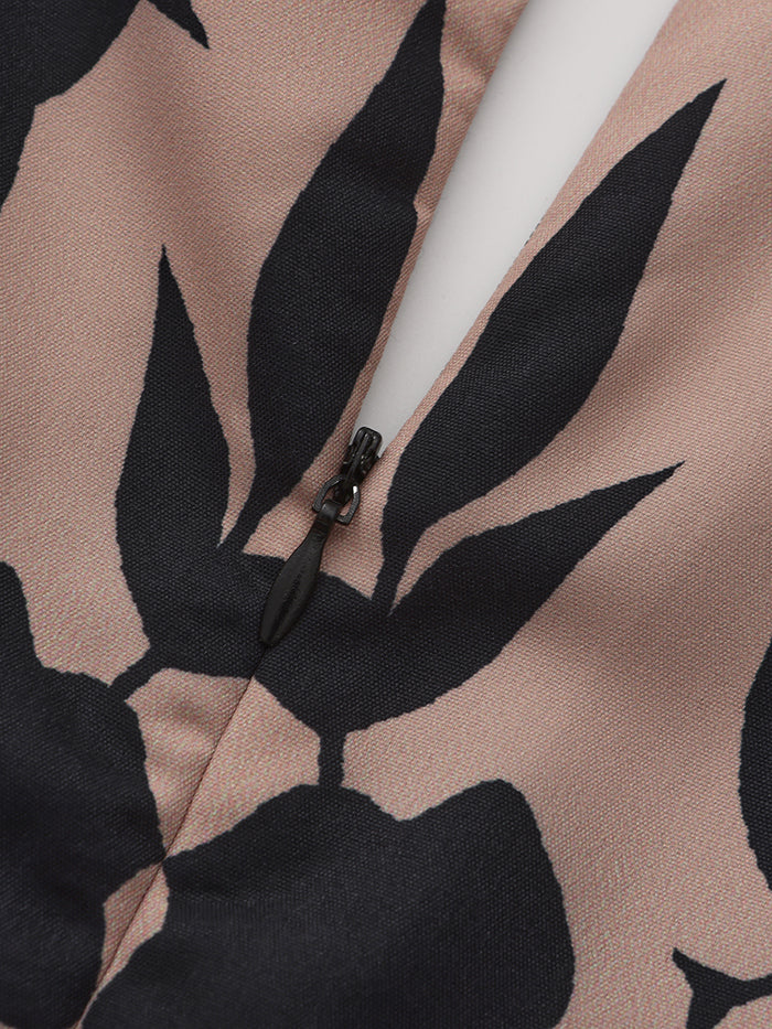 Printed Tied Waist A-line Flared Sleeves V-neck Maxi Dresses