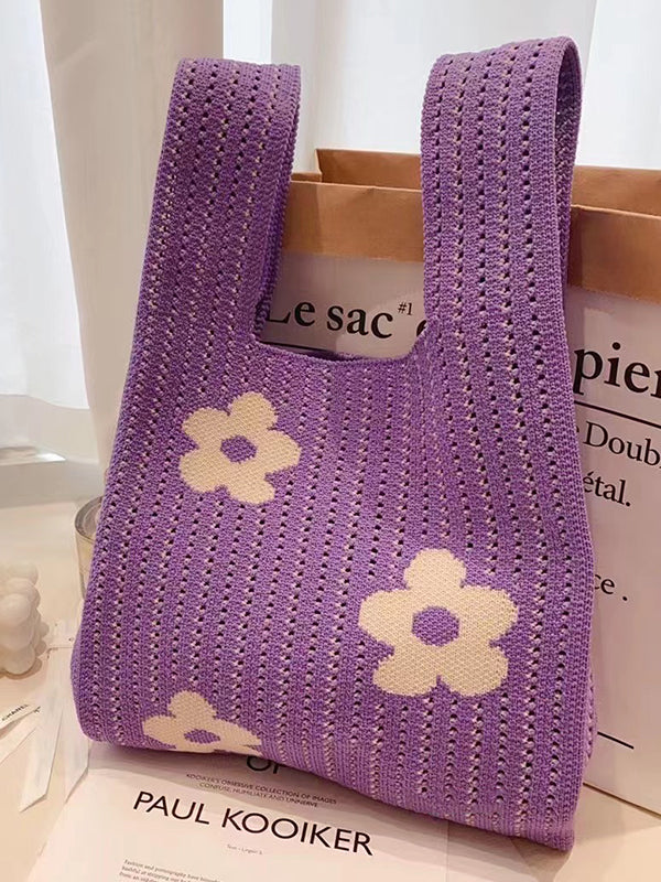 Floral Printed Hollow Handbags Bags Accessories