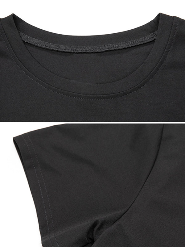 Printing Split-Joint False Two Loose Round-neck T-Shirts Tops
