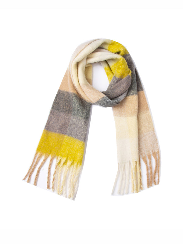 Keep Warm Multi-Colored Plaid Tasseled Thick Shawl&Scarf