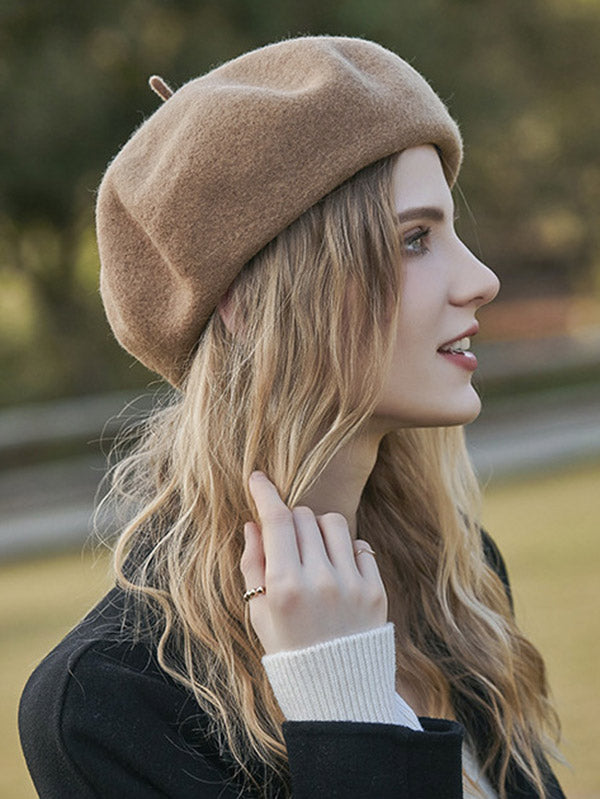 Simple Wool Solid Color Beret Hat