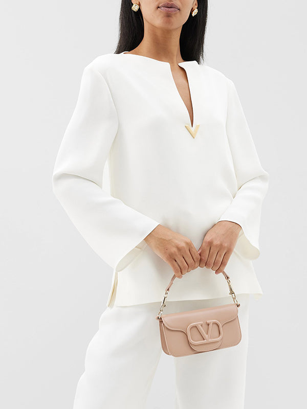 Wrap Pockets Solid Color Round-Neck Shirts Tops&Pants Two Pieces Set