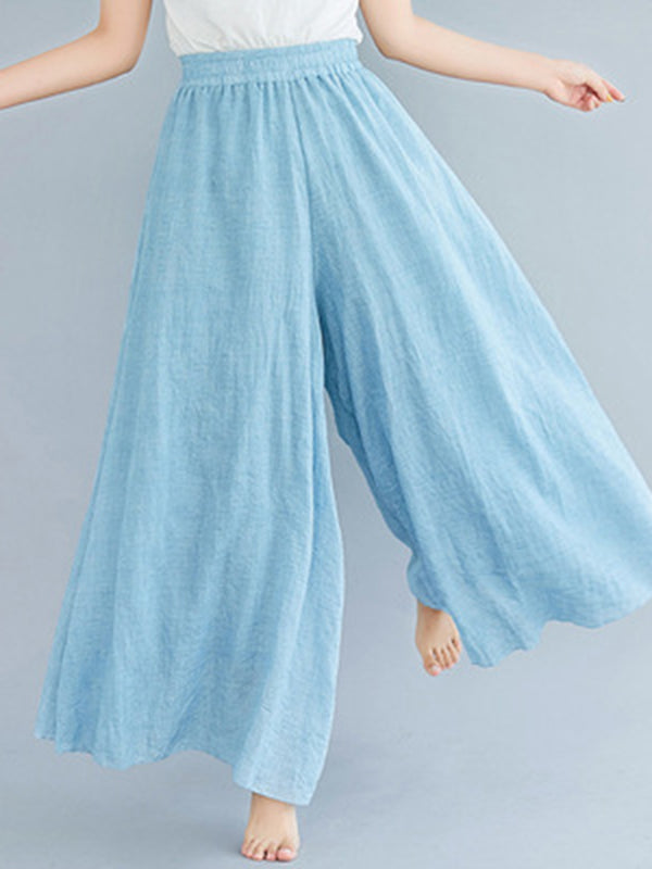 Elasticity Solid Color Loose Wide Leg Trousers Pants Culotte