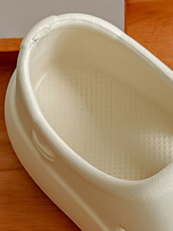 Hollow Round Cut Solid Color Sandals Platform Shoes Crocs