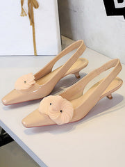 Elasticity Flower Shape Pointed-Toe Split-Joint Sling Shoes Pumps