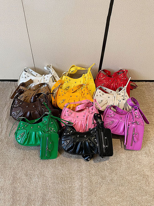 Rivet Zipper Crossbody Bags