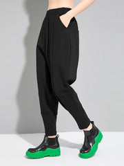 Simple Cool Loose Elasticity Solid Color Casual Harem Pants Bottoms