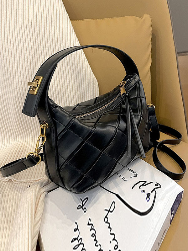 Belt Buckle Pleated Rhombic Split-Joint Handbags Crossbody Bags Bags