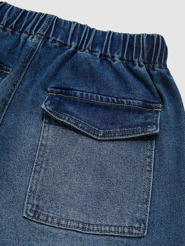 Drawstring Elasticity Gradient High Waisted Loose Jean Pants Bottoms