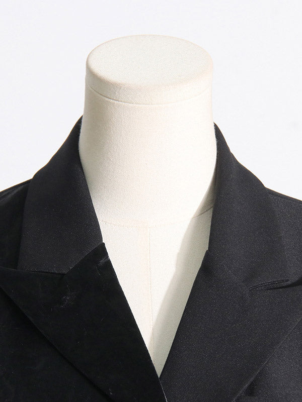 Asymmetric Solid Color Split-Joint Zipper Irregularity Long Sleeves Notched Collar Outerwear Blazer