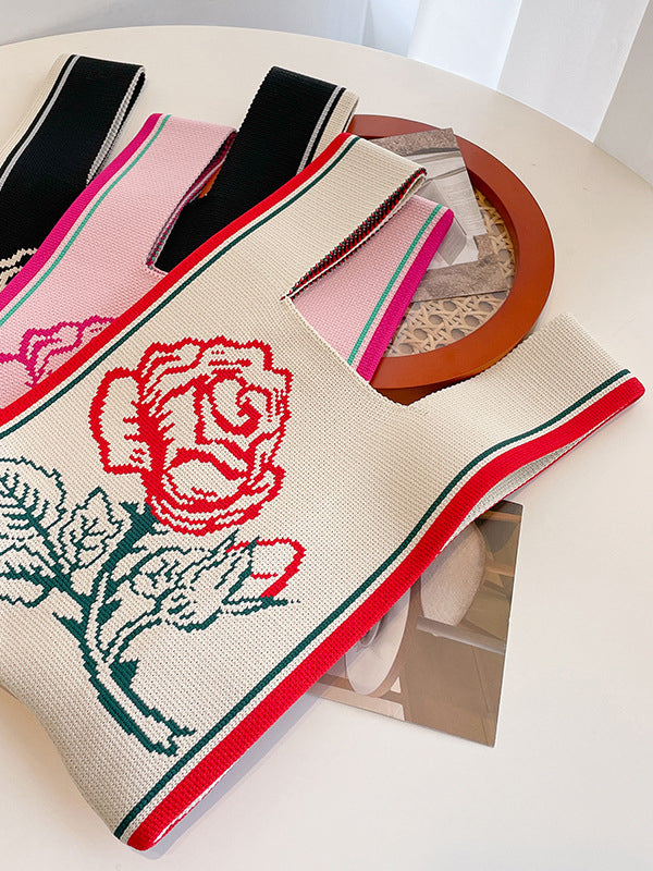 Floral Woven Handbag Bags