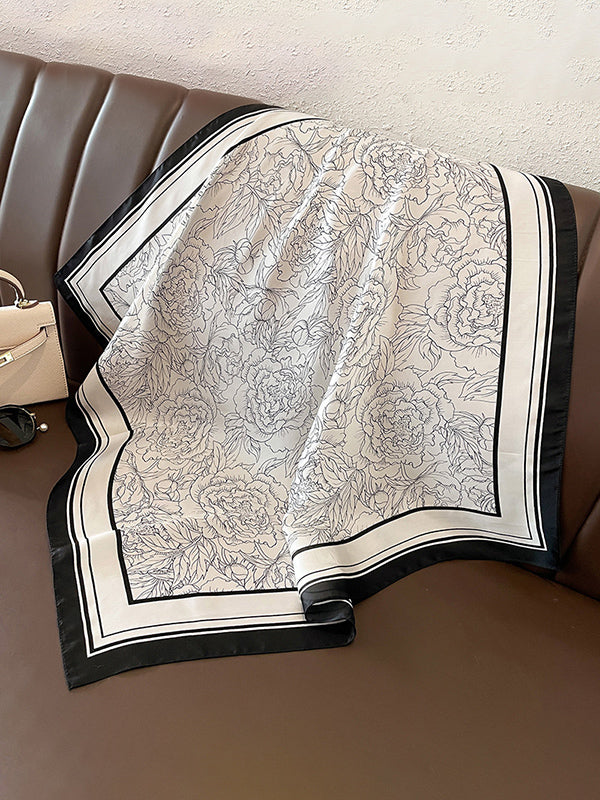 Floral Printed Silk Imitation Shawl&Scarf