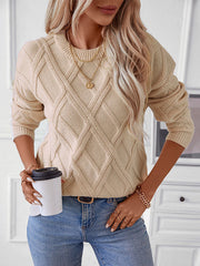Solid Color Split-Joint Long Sleeves Loose Round-Neck Sweater Tops Pullovers