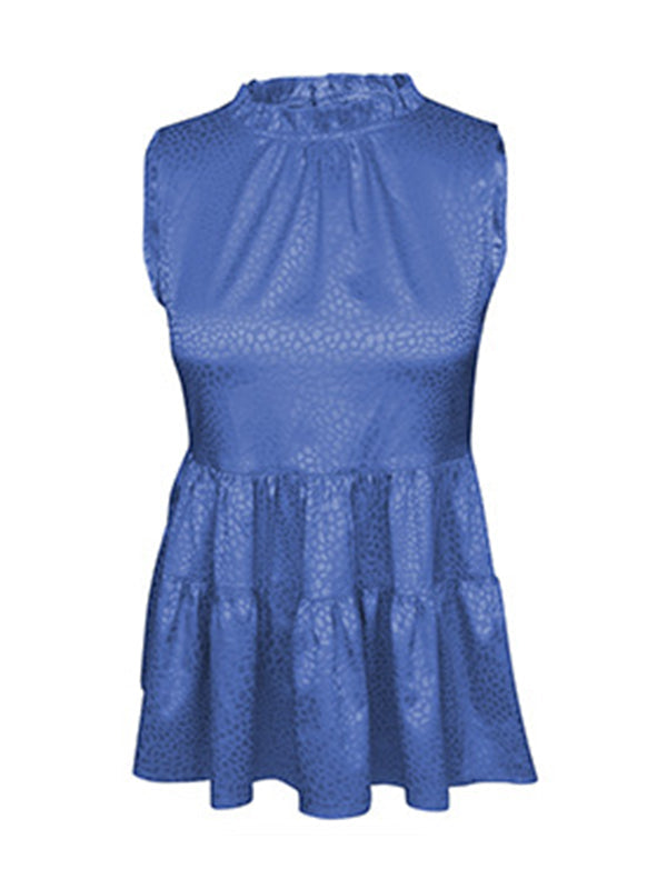 Casual Sleeveless Falbala Round-Neck Vest Top